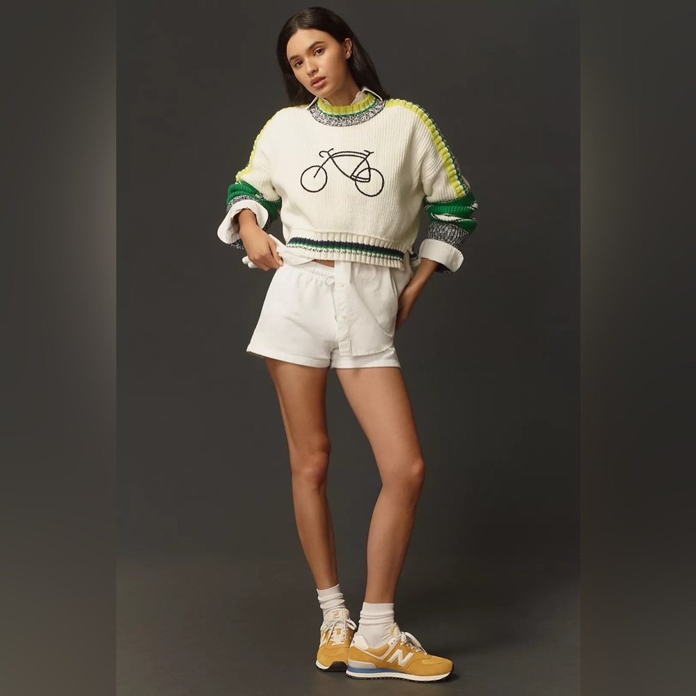NWT Size L - Daily Practice Cotton Le Tour Crop Crew-Neck Sweater - Picture 8 of 16